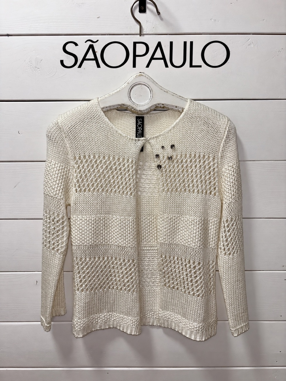 SÃO PAULO whiteOpen Knit Cardigan – Size 36